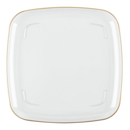 12 inch square clear gold rim serving tray