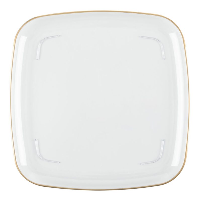 12 inch square clear gold rim serving tray