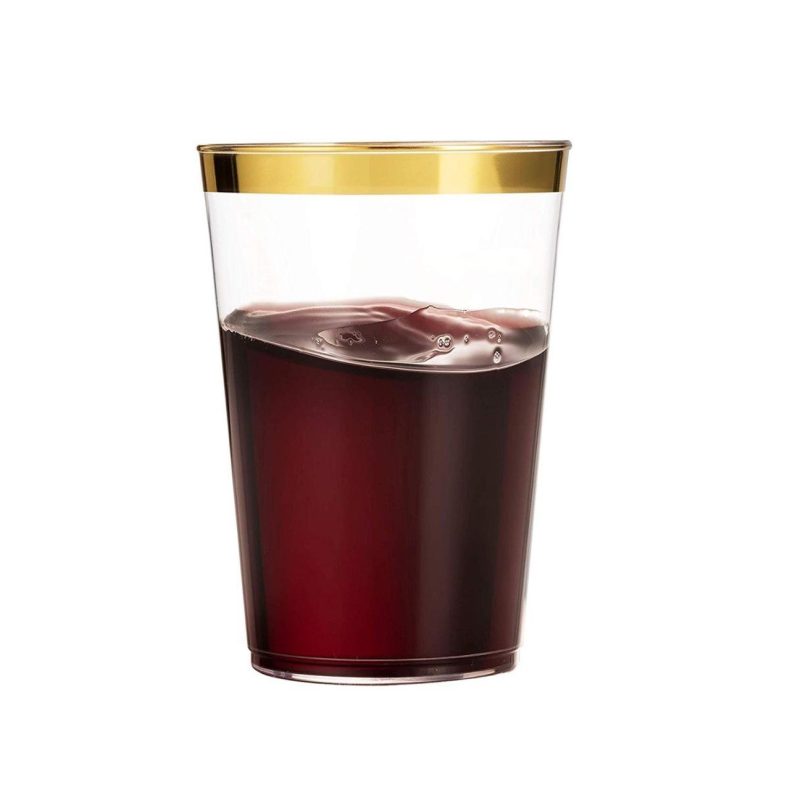 14 Oz Gold Plastic Cups Clear Plastic Tumblers With Gold Rim - Posh Setting