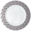 10.25 Inch White and Silver Round Plastic Dinner Plate - Imperial - Posh Setting