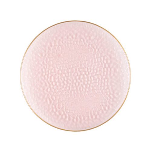 Pink and Gold Round Hammered Plastic Plates