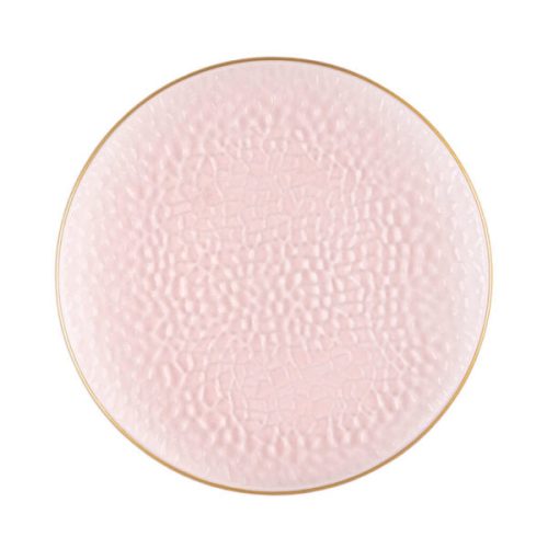 Pink and Gold Round Hammered Plastic Plates