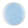 Blue and Gold Round Hammered Plastic Plates