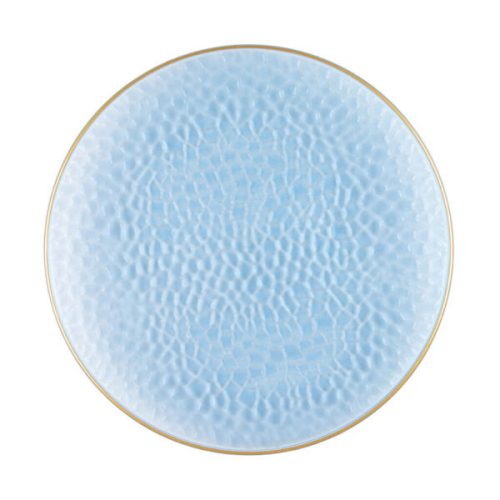 Blue and Gold Round Hammered Plastic Plates