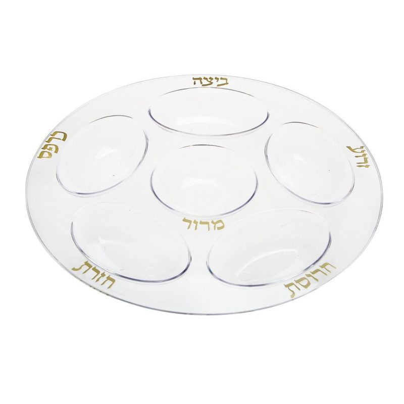 Passover Seder Plate Clear/Gold Or White/Silver 2 Pack - Posh Setting