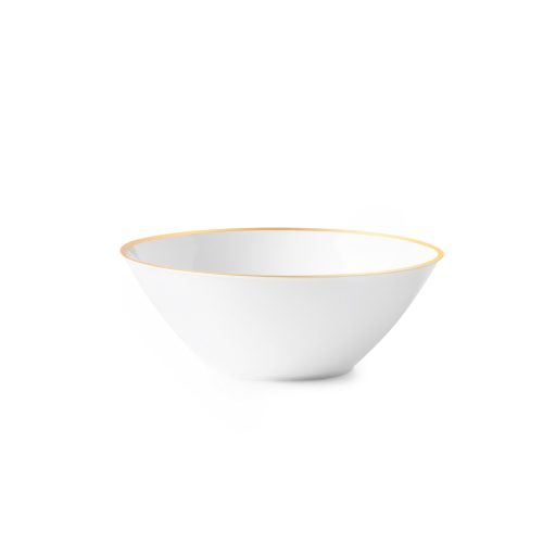 White Round Plastic Bowl with Gold Rim