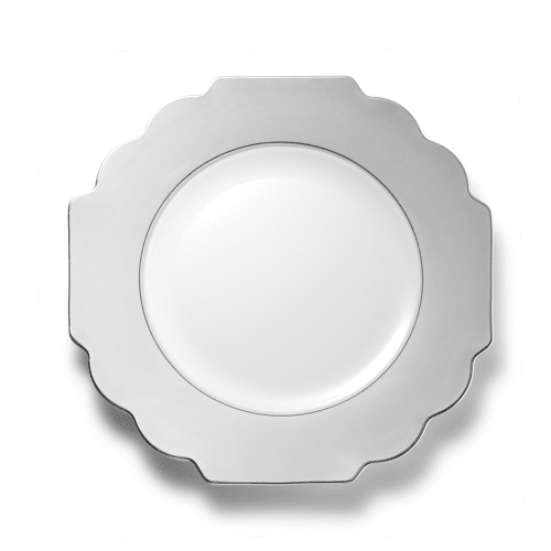 Gray and Silver Rim Plastic Plates