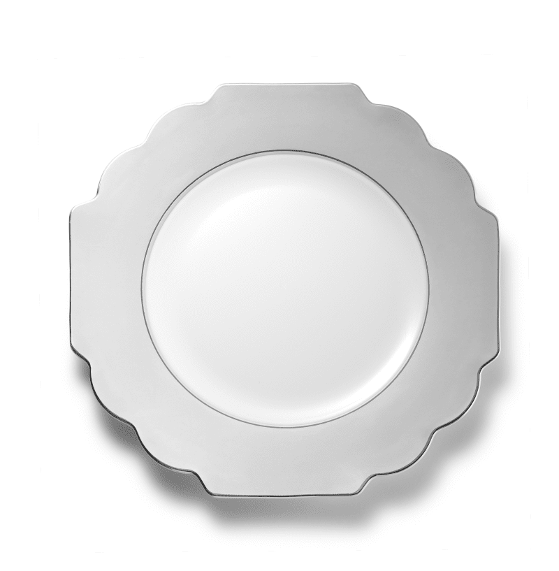 Gray and Silver Rim Plastic Plates