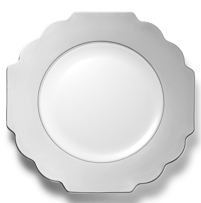 Gray and Silver Rim Plastic Plates