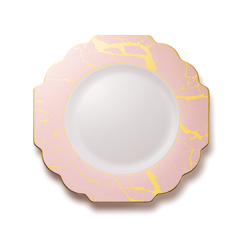 Pink and Gold Marble Plastic Plates