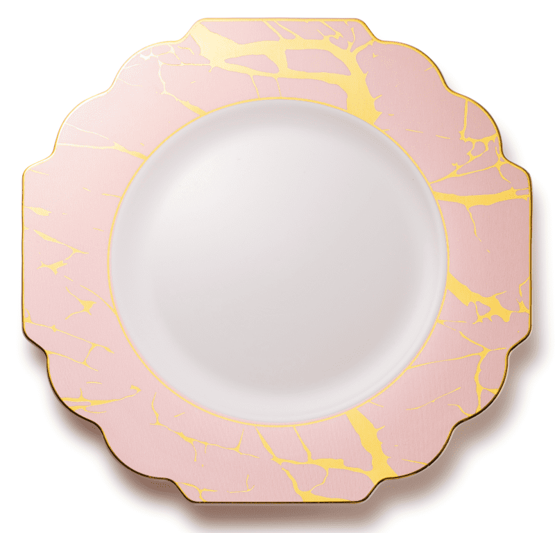 Pink and Gold Marble Plastic Plates