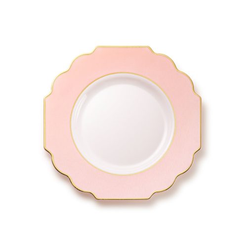 Pink and Gold Rim Plastic Plates