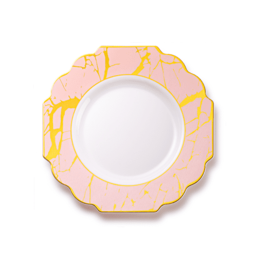 Pink and Gold Marble Plastic Plates