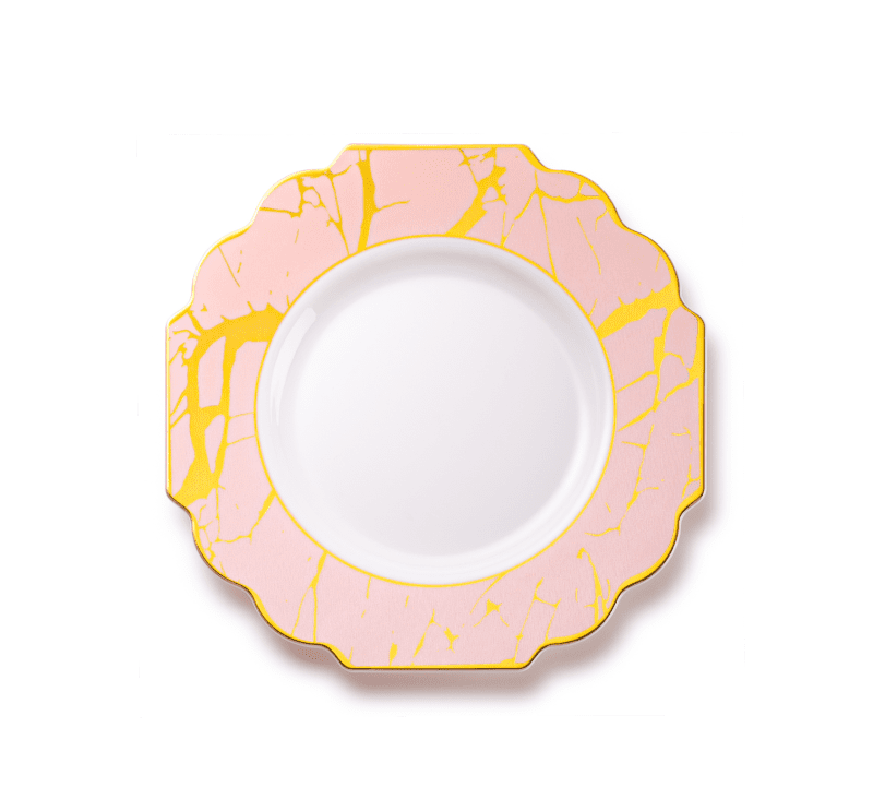 Pink and Gold Marble Plastic Plates