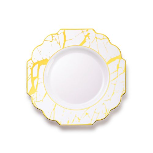 White and Gold Marble Plastic Plates