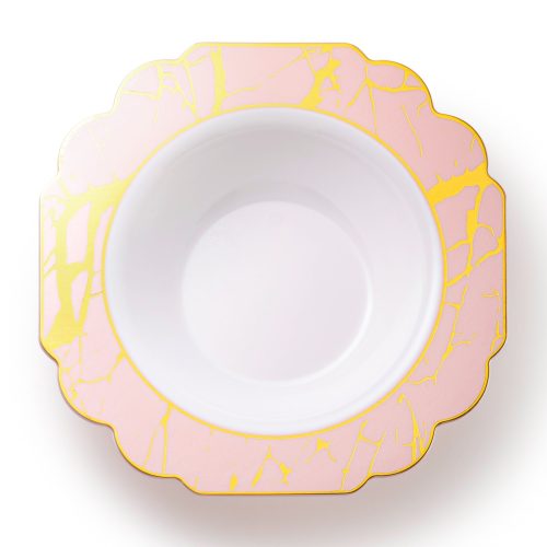 Pink and Gold Marble Plastic Bowl