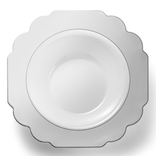 Gray and Silver Rim Plastic Bowls