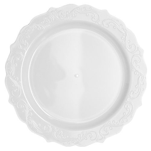 10.25 Inch White Round Plastic Dinner Plate - Elegant - Posh Setting