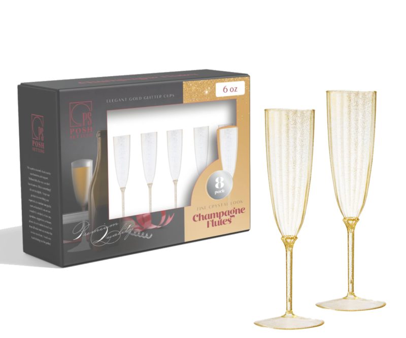 GoldGLitterChampagneCups