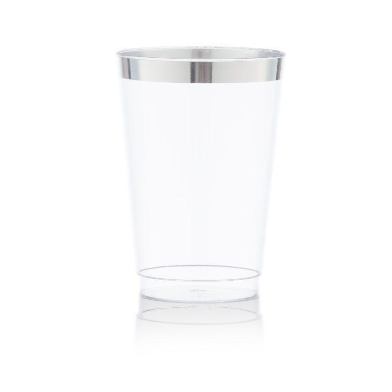 Clear Plastic Tumblers With Silver Rim