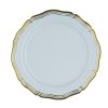 10 inch White and Gold Round Plastic Dinner Plates - Aristocrat - Posh Setting