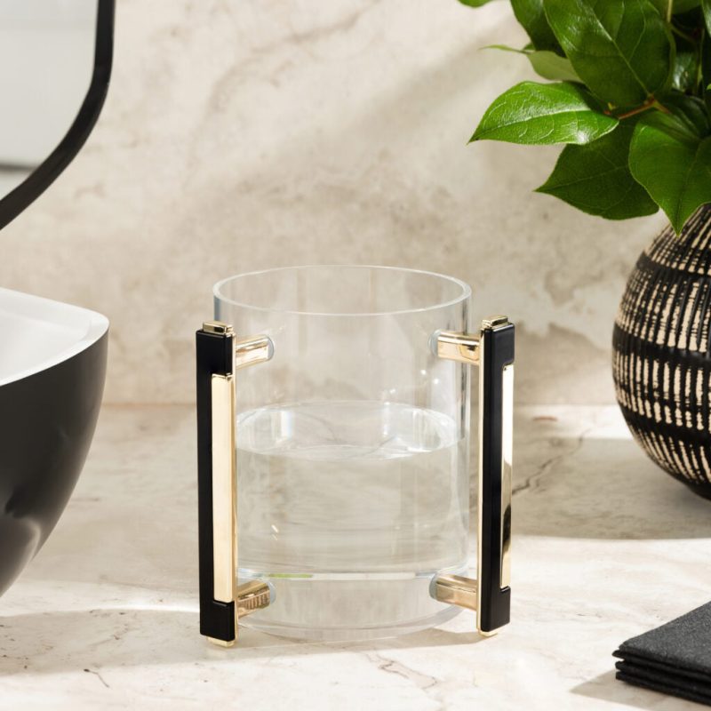 acrylic wash cup with gold and black handle 4545 1