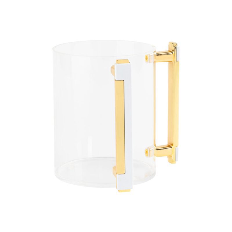 acrylic wash cup with gold and white handle 4546 2