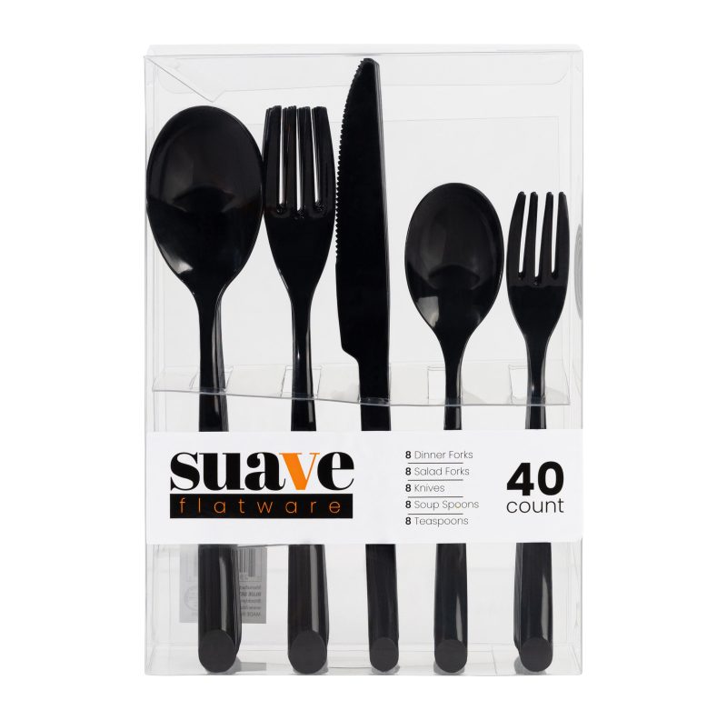 black disposable flatware set suave 3