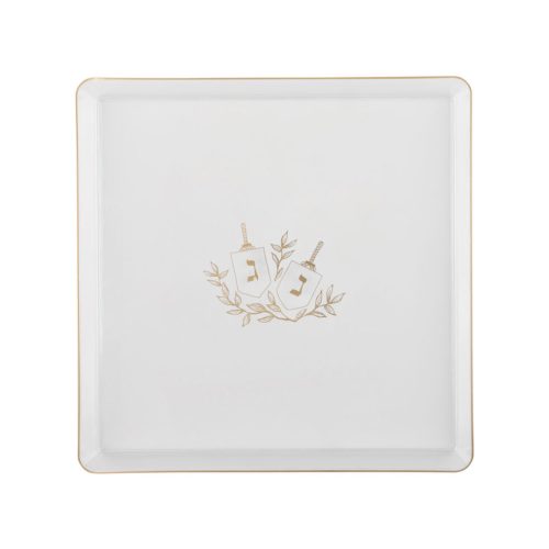 clear and gold plastic chanukah square plates 4263 1