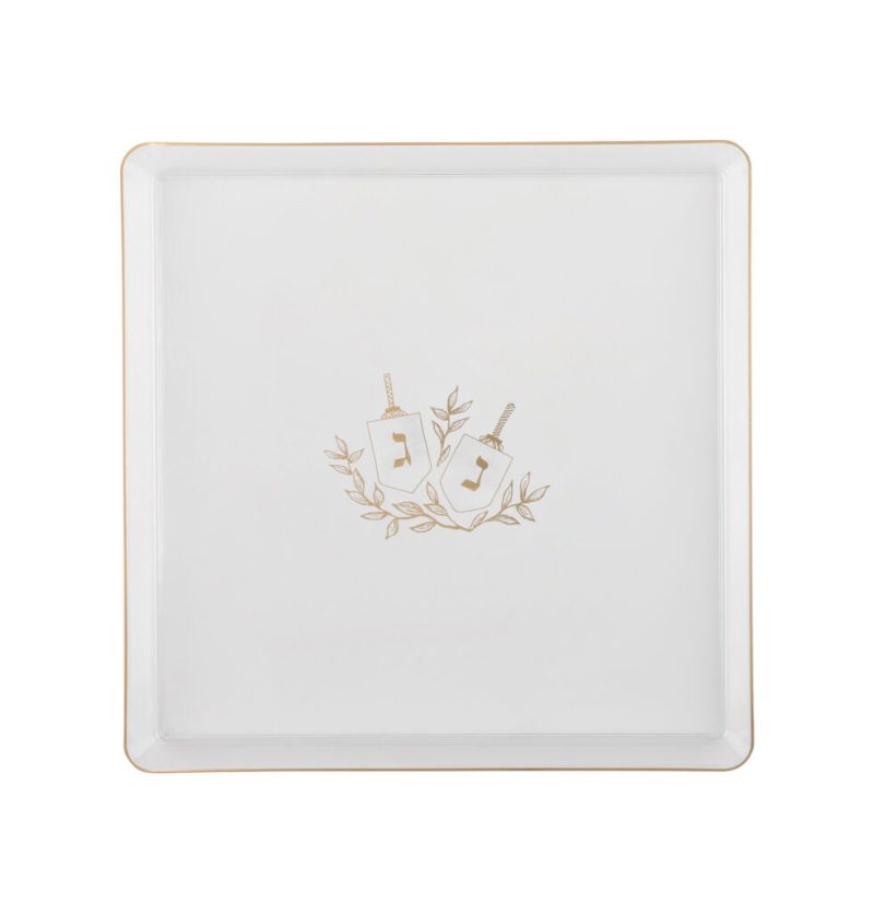 clear and gold plastic chanukah square plates 4263 1