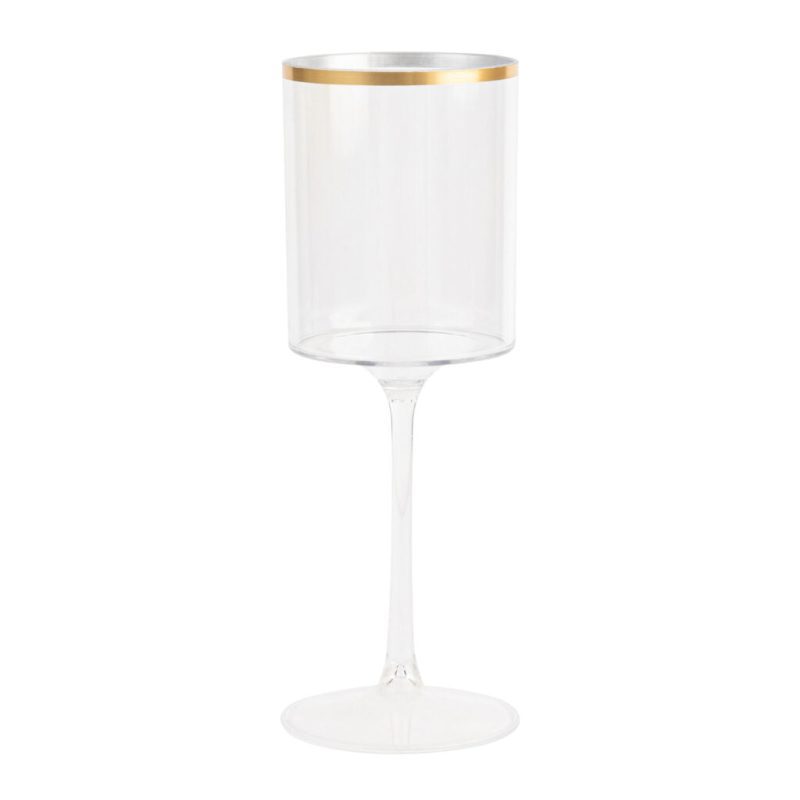 clear and gold plastic stemmed wine glass 9 oz 2