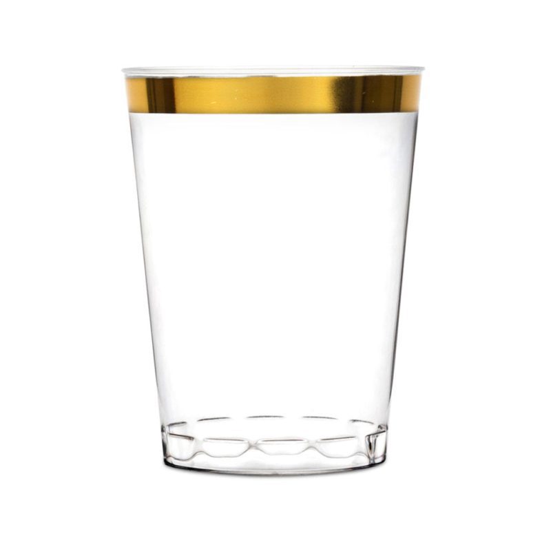 clear plastic tumbler with gold rim 3867 1