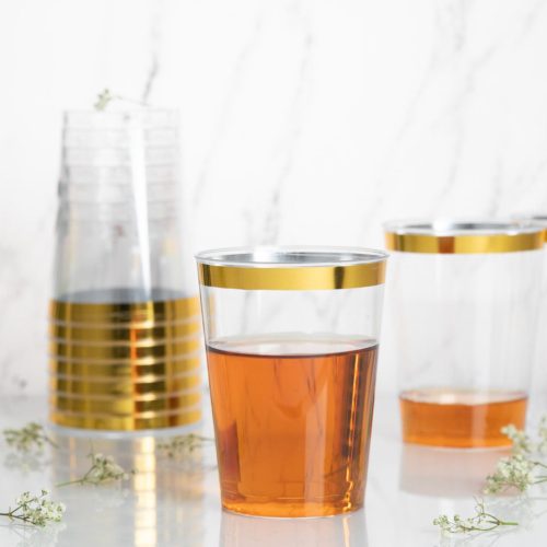 clear plastic tumbler with gold rim 3867 3