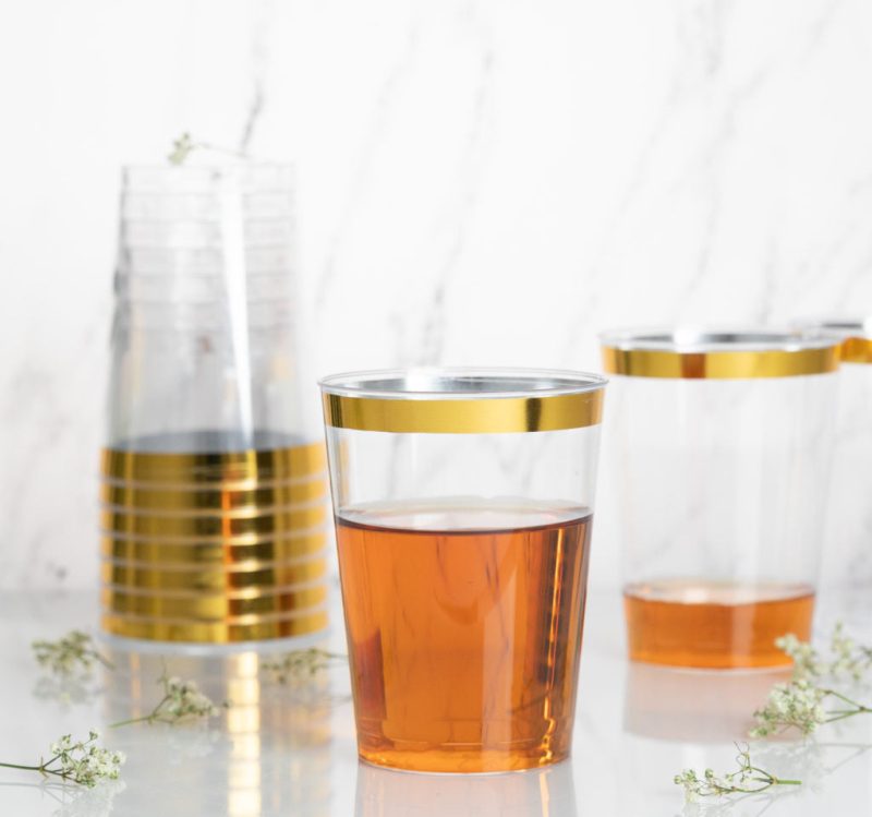 clear plastic tumbler with gold rim 3867 3