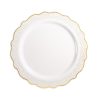 10.25 Inch White and Gold Round Plastic Dinner Plate - Confetti - Posh Setting