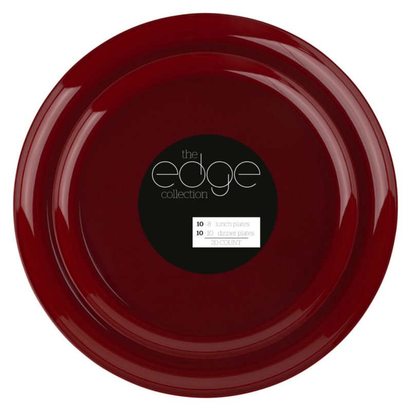 cranberry red plastic dinnerware set edge 1