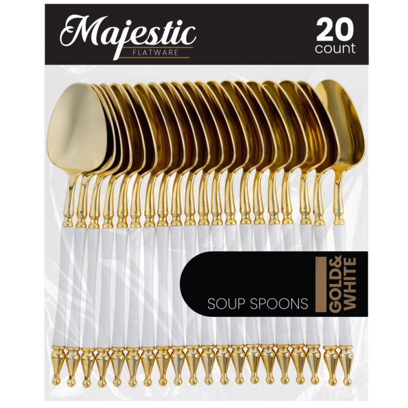 diposable plastic gold and white flatware majestic 1