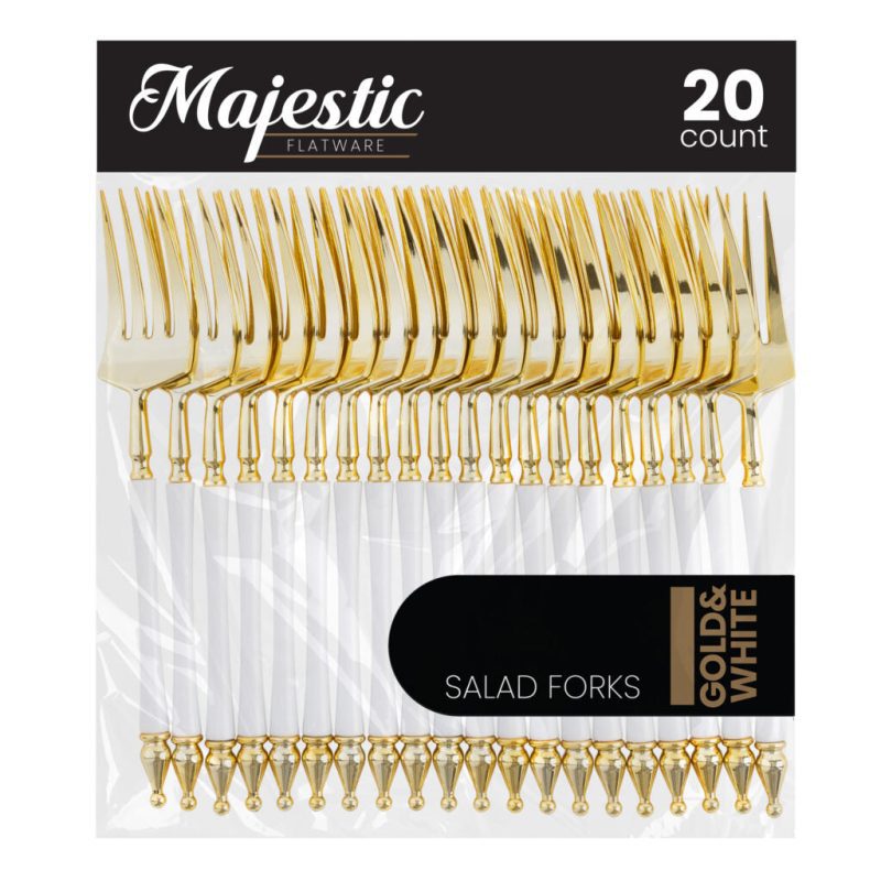 diposable plastic gold and white flatware majestic 2