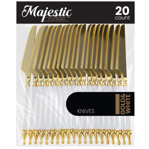 diposable plastic gold and white flatware majestic 5