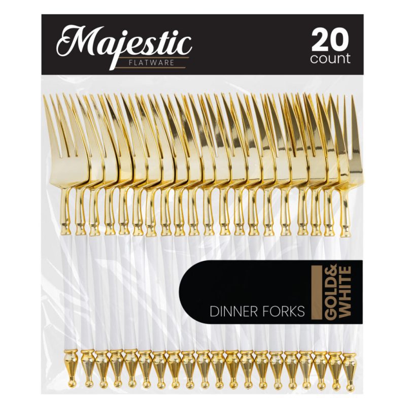 diposable plastic gold and white flatware majestic 6