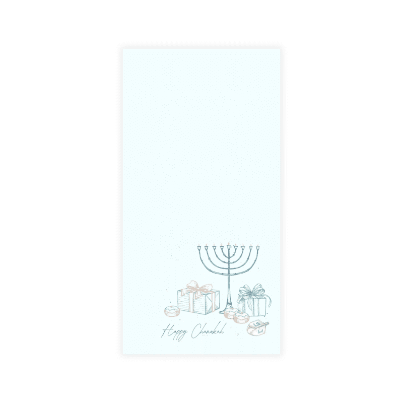 linen like pastel drawn menorah guest towels