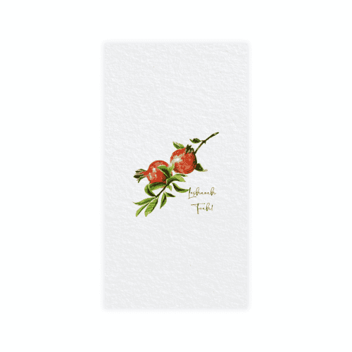 disposable linen like napkin with pomegranate shana tova design