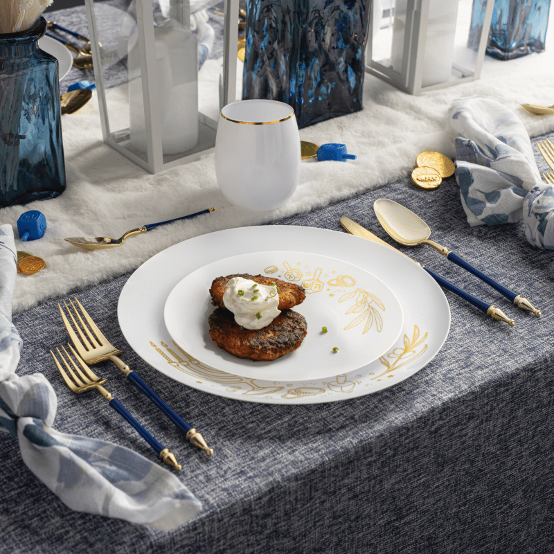 royal blue and gold plastic flatware set sophisticate 4674