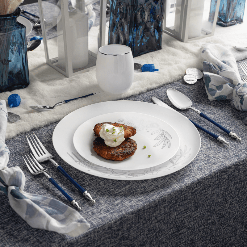 silver and blue disposable elegant flatware set sophisticate 4665