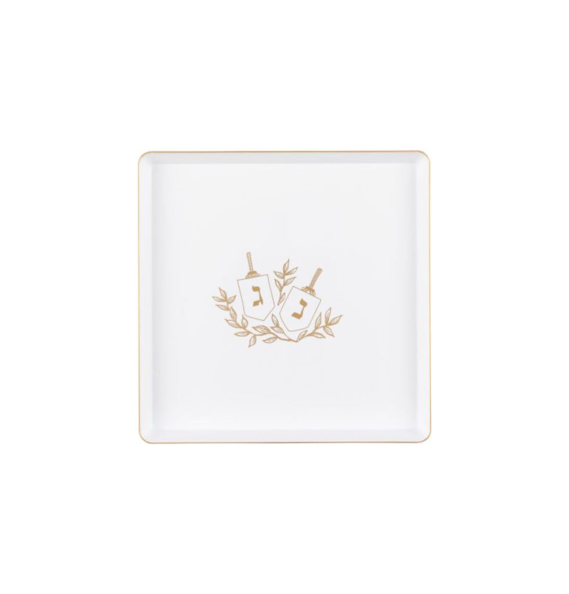 white and gold plastic chanukah square plates 4261 2