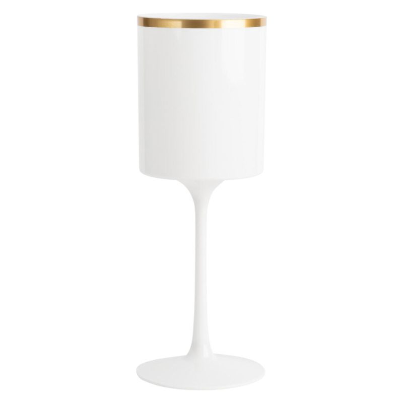 white and gold plastic stemmed wine glass 3