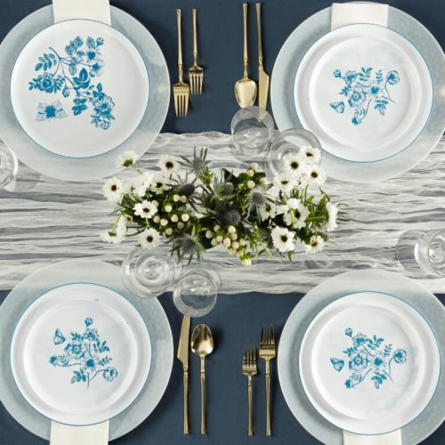 white and blue dinnerware set french toile 4475 1