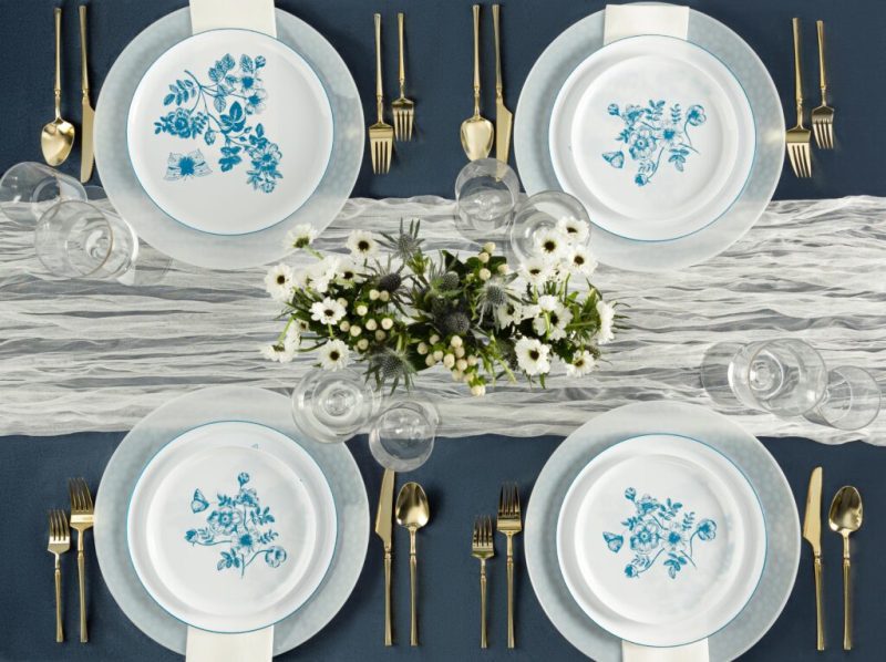 white and blue dinnerware set french toile 4475 1