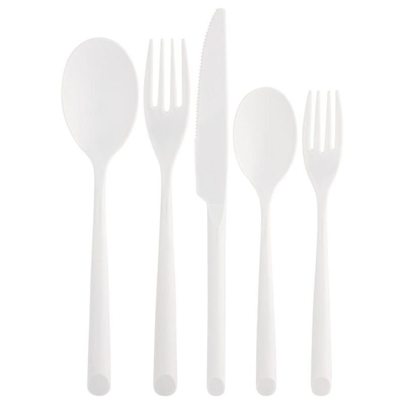 white plastic flatware set suave 1