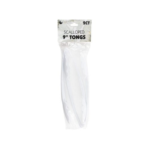 white plastic scalloped tongs 2 pack 4583 2